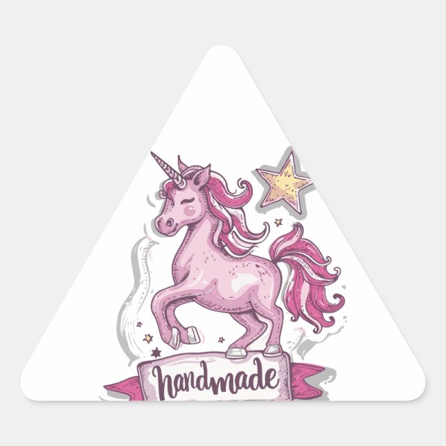 Triangle Stickers  Unicorn and the inscription (Front)