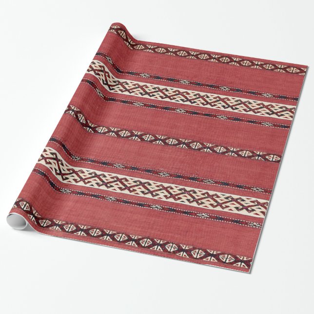 Triangle Stripe Kilim II Red Black White  Wrapping Paper (Unrolled)