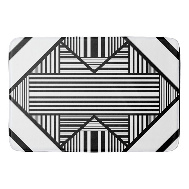Triangle stripes 2 in Black and White Bath Mat (Front)