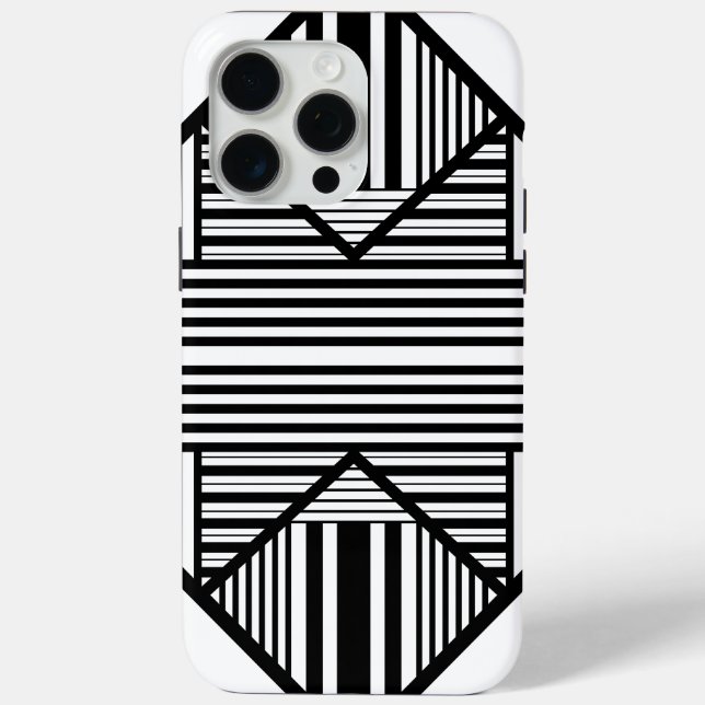 Triangle stripes 2 in Black and White Case-Mate iPhone Case (Back)