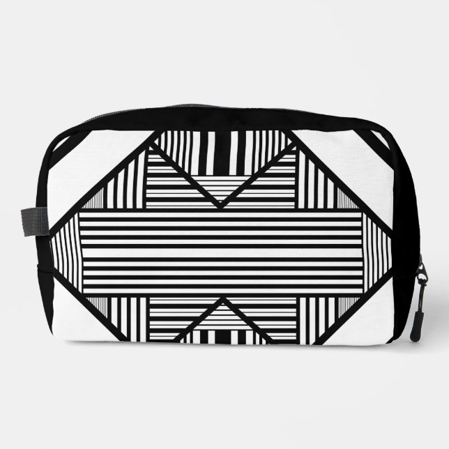 Triangle stripes 2 in Black and White Dopp Kit (Front)