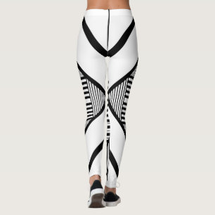 Triangle stripes 2 in Black and White Leggings
