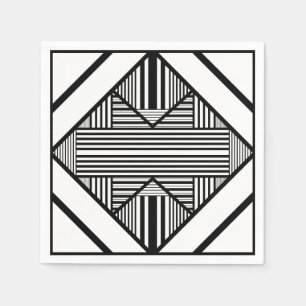 Triangle stripes 2 in Black and White Napkin