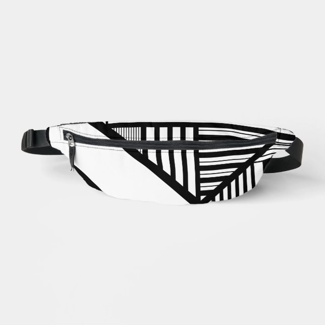 Triangle stripes in Black and White Bum Bags (Front)