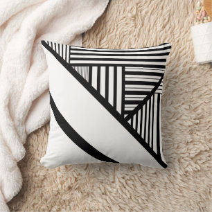 Triangle stripes in Black and White Cushion