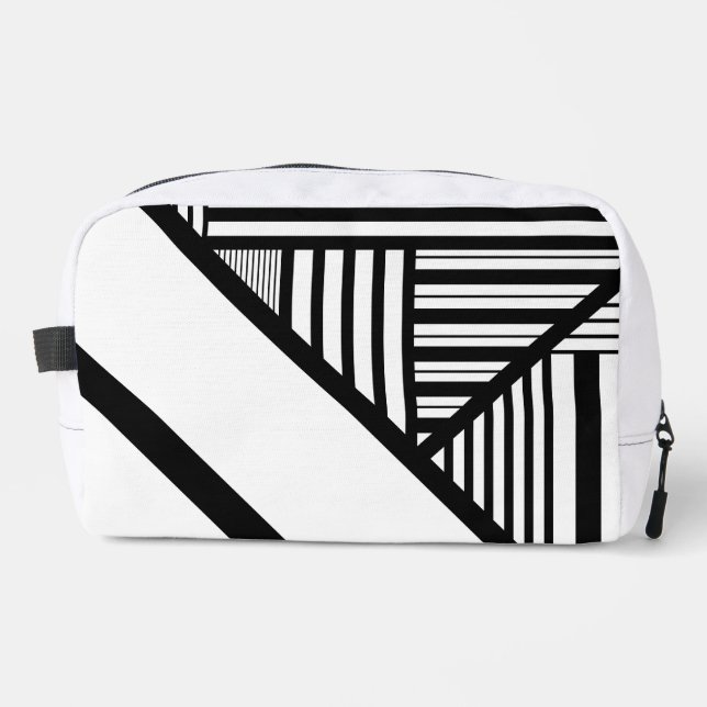 Triangle stripes in Black and White Dopp Kit (Front)