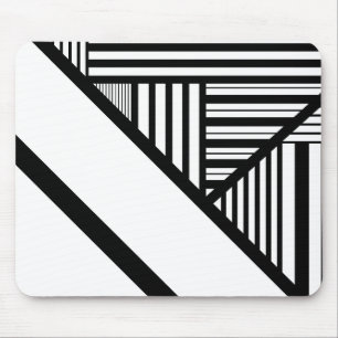 Triangle stripes in Black and White Mouse Mat