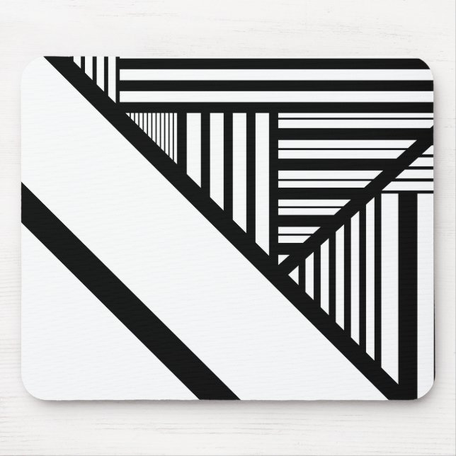 Triangle stripes in Black and White Mouse Mat (Front)