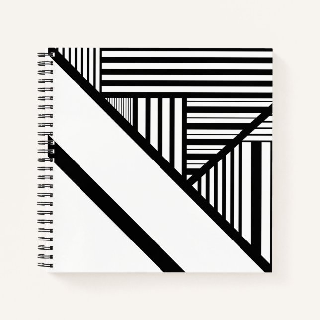 Triangle stripes in Black and White Notebook (Front)