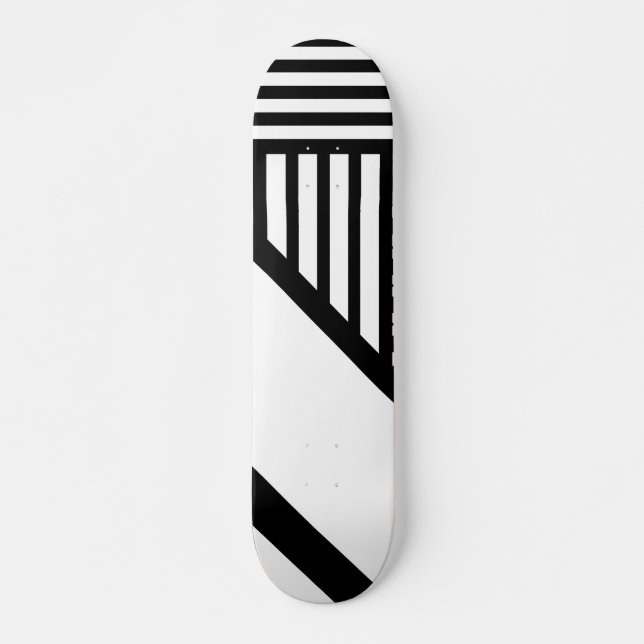 Triangle stripes in Black and White Skateboard (Front)