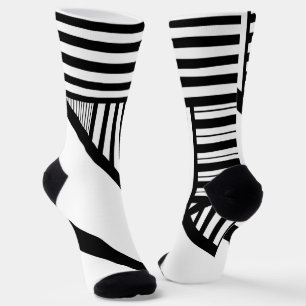 Triangle stripes in Black and White Socks