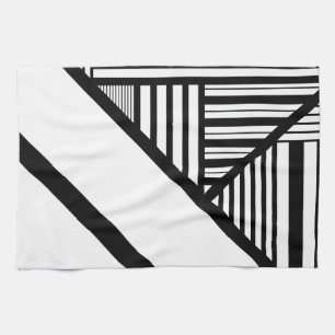 Triangle stripes in Black and White Tea Towel
