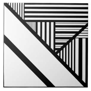 Triangle stripes in Black and White Tile
