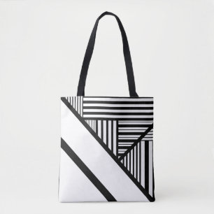 Triangle stripes in Black and White Tote Bag