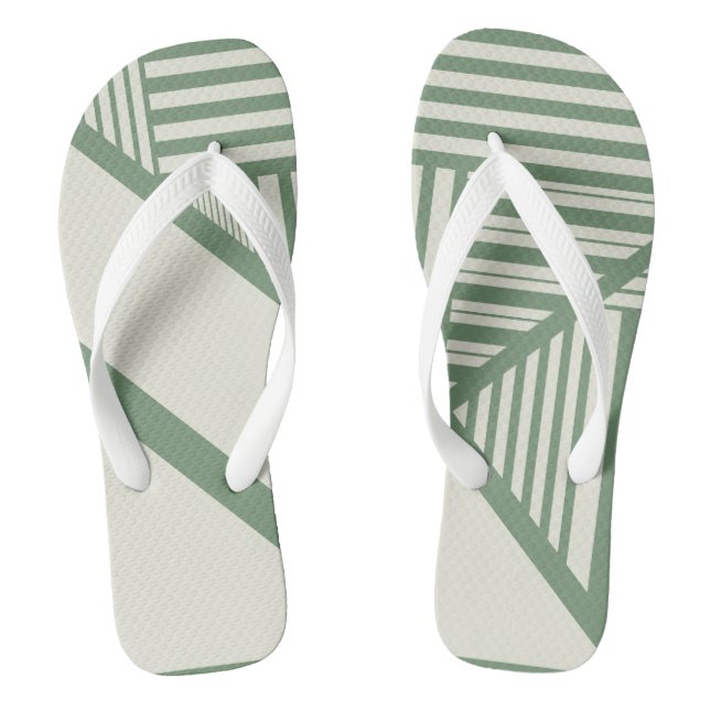 Triangle stripes in Green Flip Flops (Footbed)