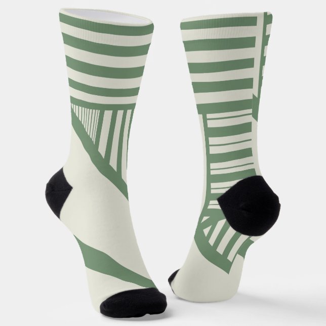 Triangle stripes in Green Socks (Angled)