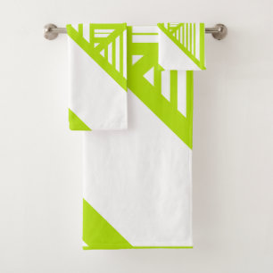Triangle Stripes in Lime Green and White Bath Towel Set