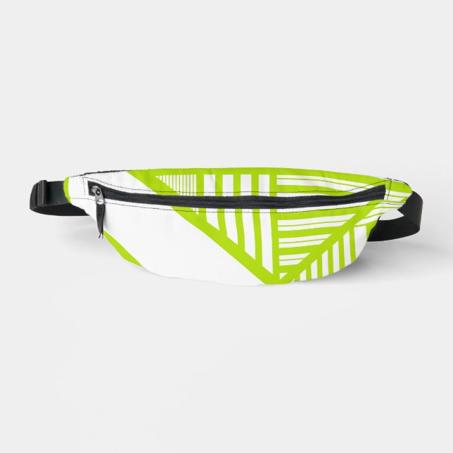 Triangle Stripes in Lime Green and White Bum Bags (Front)
