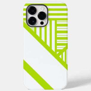 Triangle Stripes in Lime Green and White Case-Mate iPhone 14 Pro Max Case