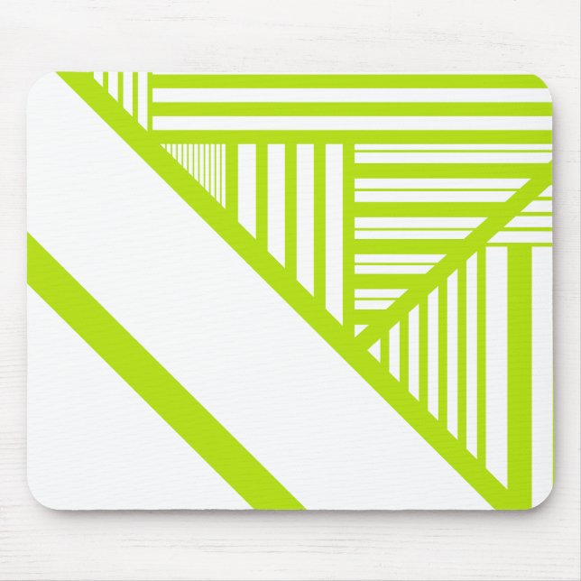 Triangle Stripes in Lime Green and White Mouse Mat (Front)