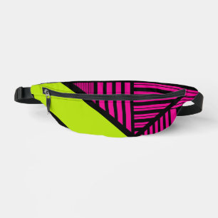 Triangle Stripes in Lime Green, Hot Pink and Black Bum Bags