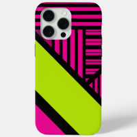Triangle Stripes in Lime Green, Hot Pink and Black