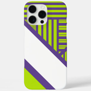 Triangle Stripes in Lime Green & Purple iPhone 16 Pro Max Case