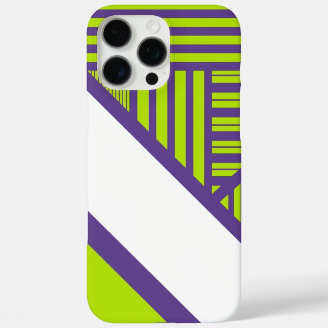 Triangle Stripes in Lime Green & Purple Case-Mate iPhone Case (Back)