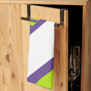 Triangle Stripes in Lime Green & Purple Tea Towel