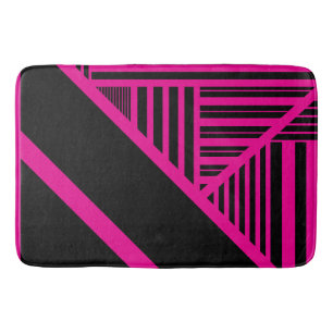 Triangle Stripes in Magenta and Black Bath Mat