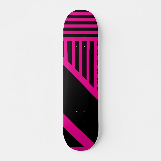 Triangle Stripes in Magenta and Black Skateboard (Front)