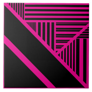 Triangle Stripes in Magenta and Black Tile