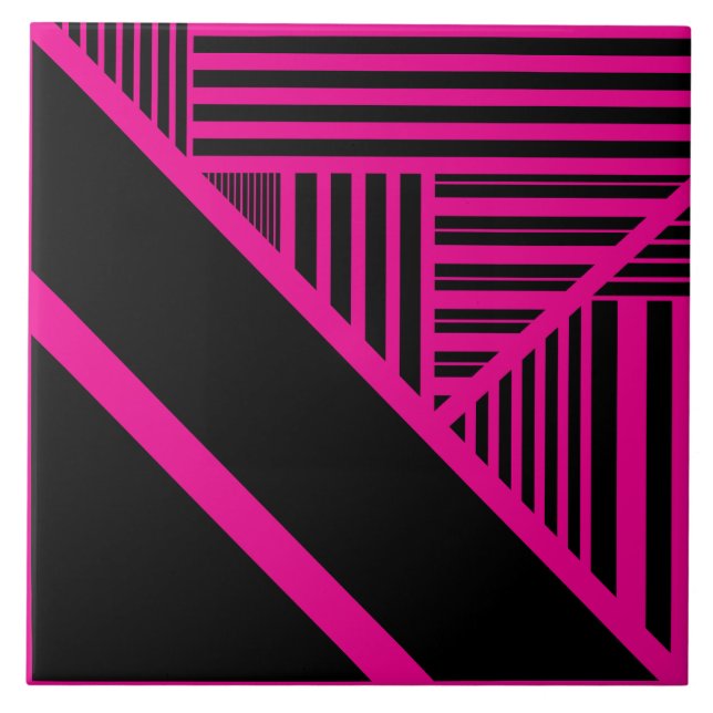 Triangle Stripes in Magenta and Black Tile (Front)