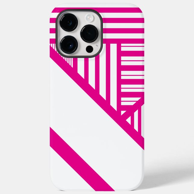Triangle Stripes in Magenta and White Case-Mate iPhone Case (Back)