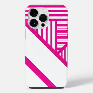 Triangle Stripes in Magenta and White iPhone 14 Pro Max Case