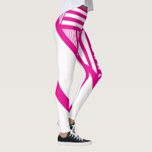 Triangle Stripes in Magenta and White Leggings