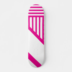 Triangle Stripes in Magenta and White Skateboard