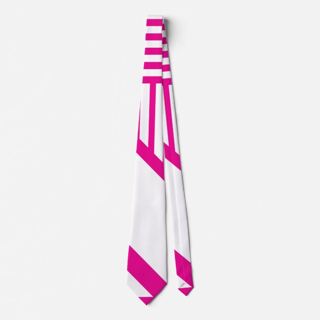 Triangle Stripes in Magenta and White Tie (Front)