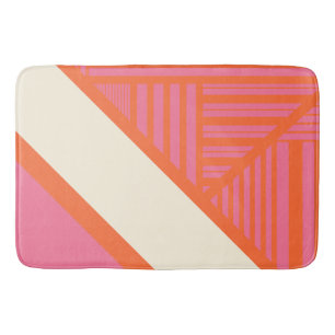 Triangle Stripes in Pink, Orange and Cream Bath Mat