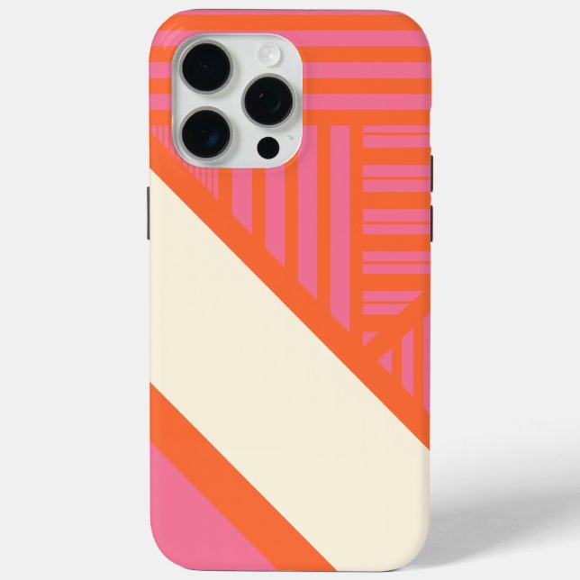 Triangle Stripes in Pink, Orange and Cream Case-Mate iPhone Case (Back)