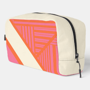 Triangle Stripes in Pink, Orange and Cream Dopp Kit