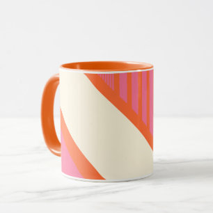 Triangle Stripes in Pink, Orange and Cream Mug