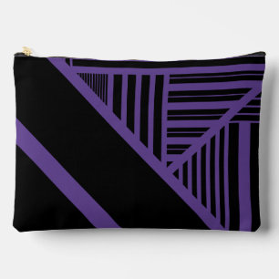 Triangle Stripes in Purple and Black Accessory Pouch
