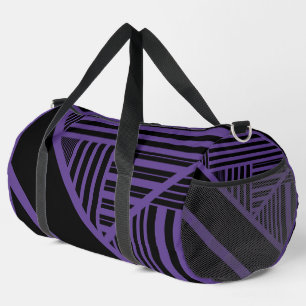 Triangle Stripes in Purple and Black Duffle Bag