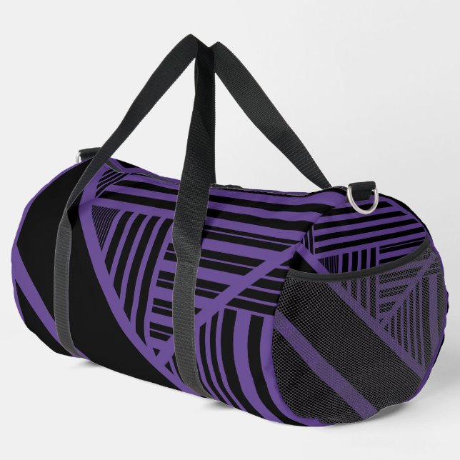 Triangle Stripes in Purple and Black Duffle Bag (Right Corner)
