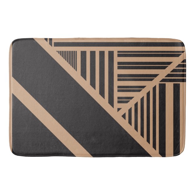 Triangle Stripes in Tan and Black Bath Mat (Front)