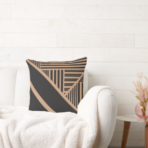 Triangle Stripes in Tan and Black Cushion