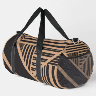 Triangle Stripes in Tan and Black Duffle Bag