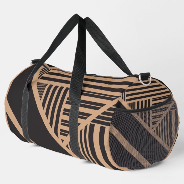 Triangle Stripes in Tan and Black Duffle Bag (Right Corner)