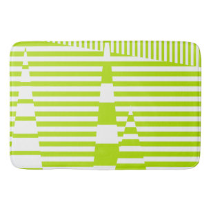 Triangle Stripes - Lime Green and White Bath Mat
